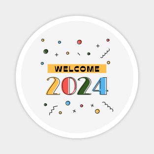 Colorful Welcome 2024 Typography Magnet